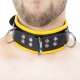 Leather Necklace - 3 D Rings - Black/ Yellow