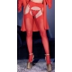 Mina suspender belt effect tights - Red