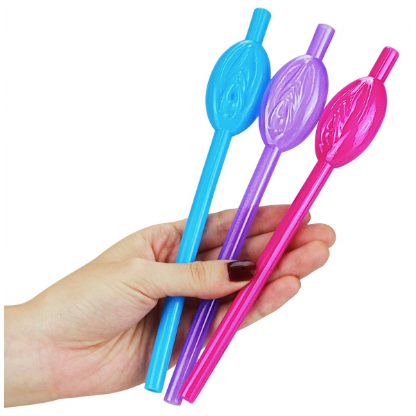 Multicolored Pussy Vulva Straws x9