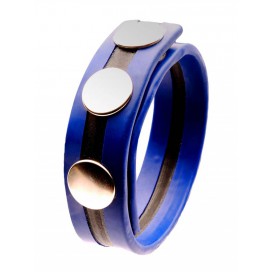 Cockring Rubber 3 drukknopen Blauw