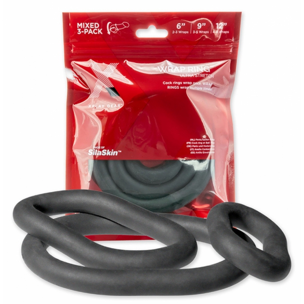 Set di 3 cockring in silicone ultra elasticizzato Wrap