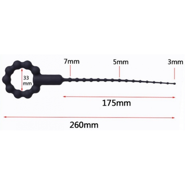 Varilla vibratoria para la uretra con junta tórica 17,5cm - Diámetro 3 a 8mm