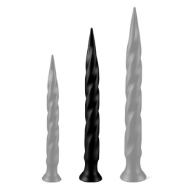 DarkSil Long Tail Dildo M 42 x 4.5cm Black