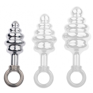  Thread Stainless steel Butt Plug - Pull Ring 9 x 2.7 cm