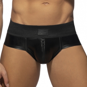 AD Fetish Slip Front & Back Zip Rub Black