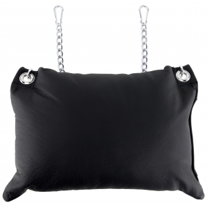 Mr Sling Coussin en cuir noir 23 x 32cm + 2 chaines de 20cm + 4 mousquetons