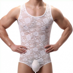 MENSSEXI TEDDY Lace Playsuit White