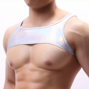 MenSexyWear Kurzer Crop BRIGHT Silver