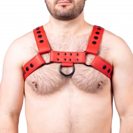 The Red Harness Snap Leather Harness Red
