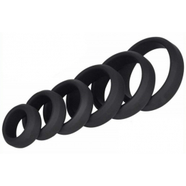 Set of 6 Silicone Cockrings Hyperion Black