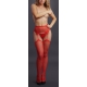 Garter belt effect tights with rhinestones Lana - Red