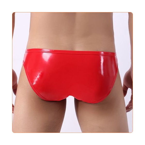 Hot Low Waist Patent Leather Easy Opened Panty Rouge