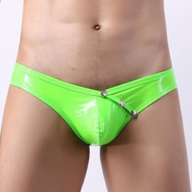 Hot Low Waist Patent Leather Easy Opened Panty Vert