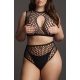 Alya Plus Size Visnet Set - Zwart