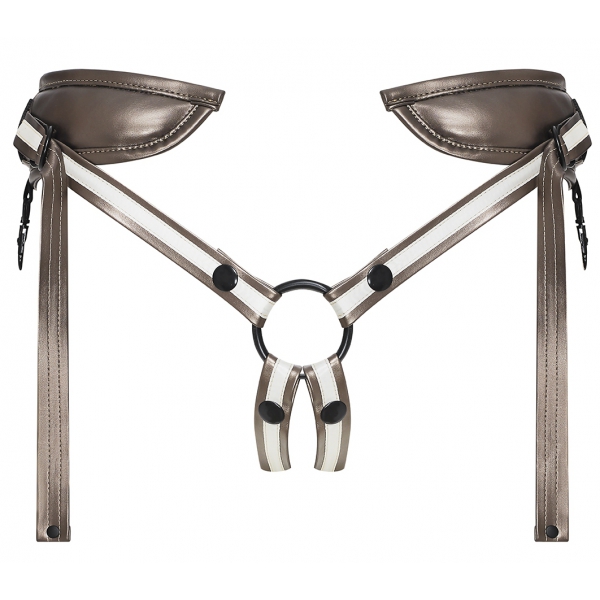 Harness for Desirous Bronze belt dildo