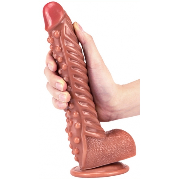 Ribby Dildo 22 x 5cm Brown