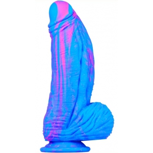 F*CK MY COLOR Dildo in silicone Fat Dick 18 x 6,5 cm blu-rosa