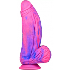 Silicone Dildo Dikke Lul 18 x 6.5cm Roze-Blauw