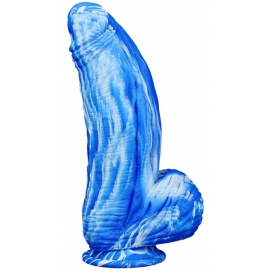 Silicone Dildo Fat Dick 18 x 6.5cm Blue-White