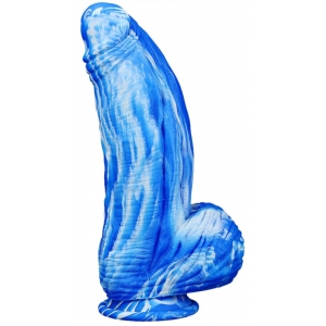 F*CK MY COLOR Fat Dick Silikon-Dildo 18 x 6.5cm Blau-Weiß