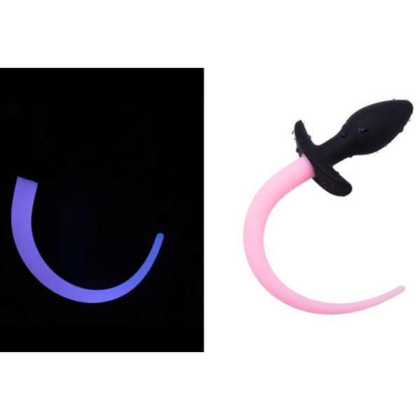 Plug Phosphorescent Dogtail Luminous Puppy 8 x 3.2cm Fluo Pink