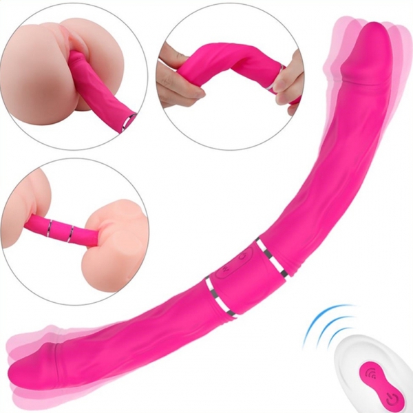 Consolador Doble Vibrador Pyrios Rosa 35 x 3,5cm