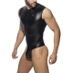 Thong Body FRONT ZIP RUB Black