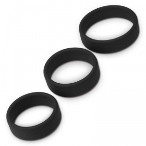 LoveToy Pack of 3 black SiliRing silicone cock rings