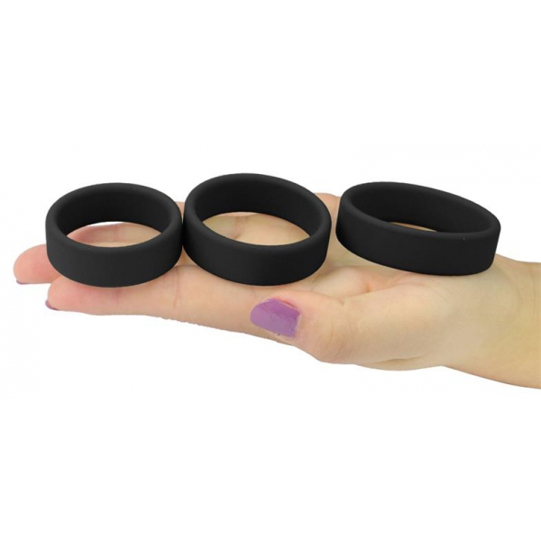 Set van 3 SiliRing Silicone Cockrings Zwart