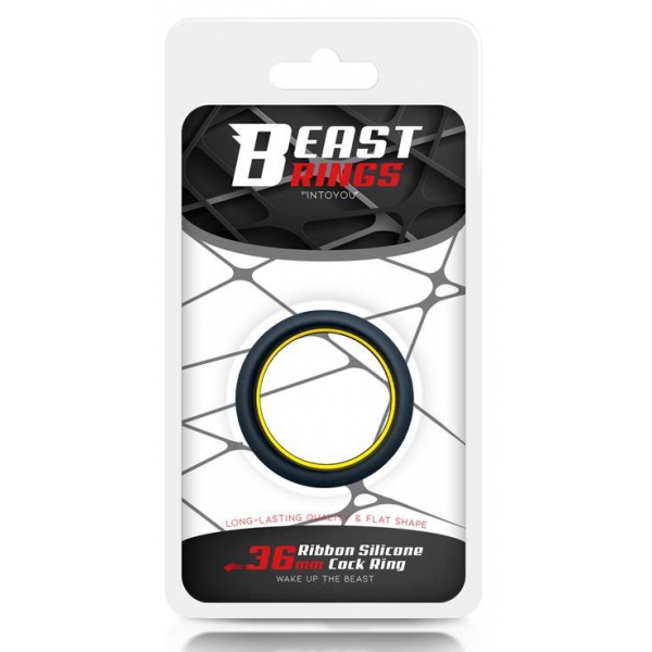 Silikon Cockring Beast Ring 36mm Schwarz-Gelb