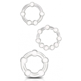 Beast Rings Conjunto de 3 mini-cockrings de miçangas transparentes