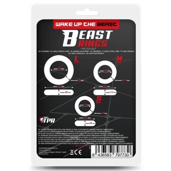 Set van 3 Beast Ring Zachte Cockrings Zwart