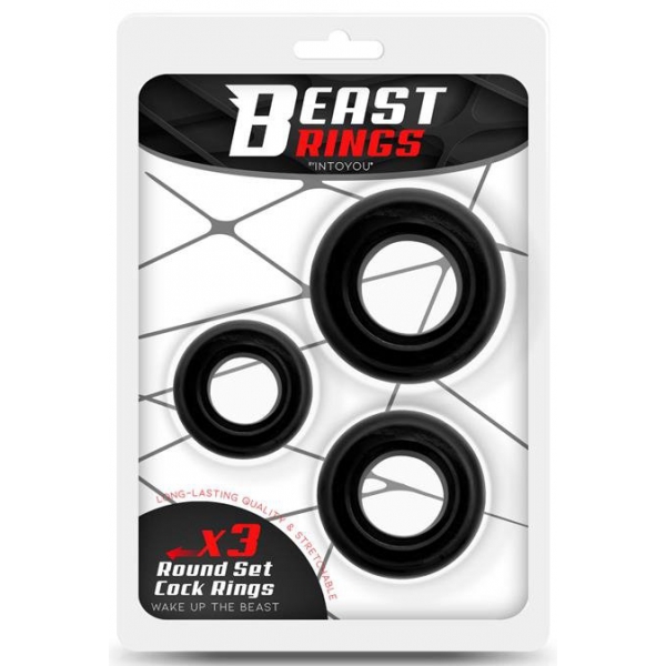 Set of 3 soft cockrings Beast Ring Black