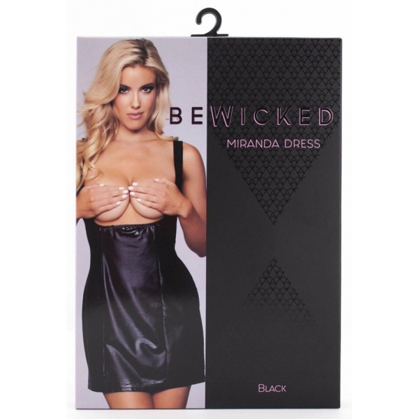 Vestido Miranda topless com aspecto molhado - Preto