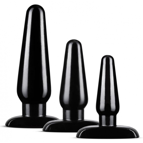 Anal Adventures Basic 3-Plug Kit Negro