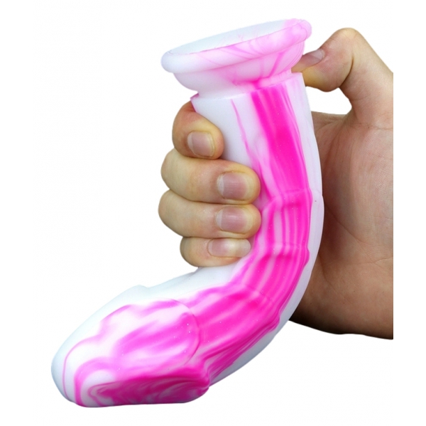 Dildo in silicone Meryl 18 x 5cm Bianco-Rosa