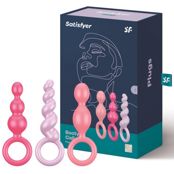 Kit 3 Silicone Booty Call Satisfyer 9,5 x 2,5cm Rosas