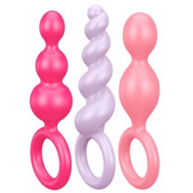 Kit 3 Plugs Silicone Booty Call Satisfyer 9.5 x 2.5cm Roses