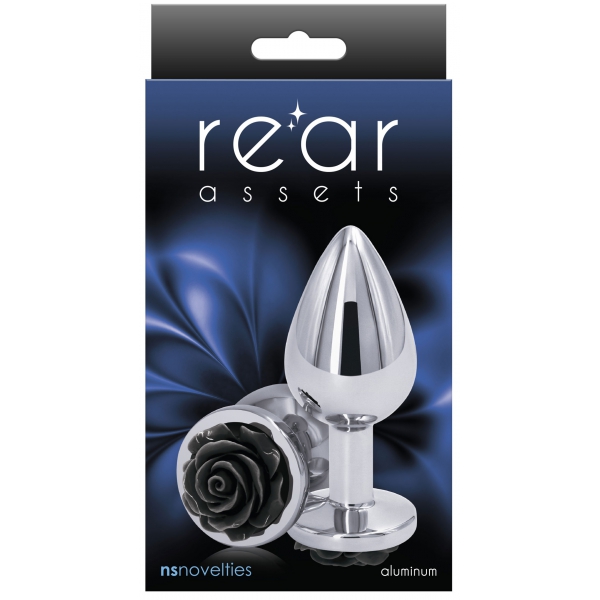 REAR M 7 x 3.4cm Silver-Black Jewel Plug