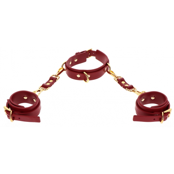 D-Ring-Halsband mit Handfesseln Taboom Rot