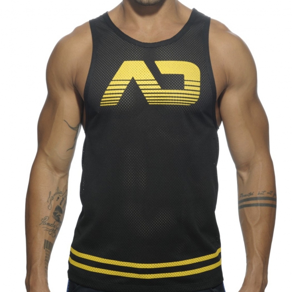 FETISH AD MESH Tank Top Black-Yellow