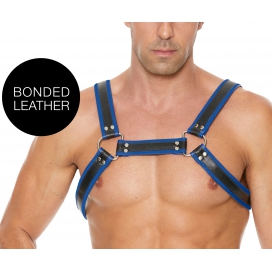 Ouch! Harness Bulldog Buckle Harness Black-Blue