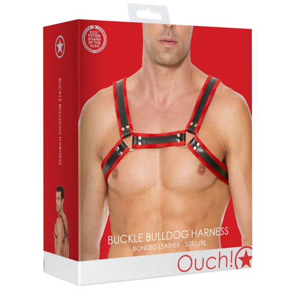 Bulldog Buckle Harness Black-Red