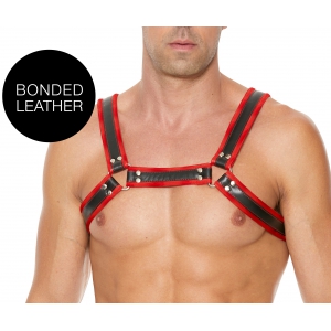 Ouch! Harness Buckle Bulldog Geschirr Schwarz-Rot