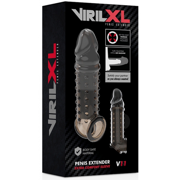 Viril XL V11 Kralen Penis Sleeve 15,5 x 4cm Zwart