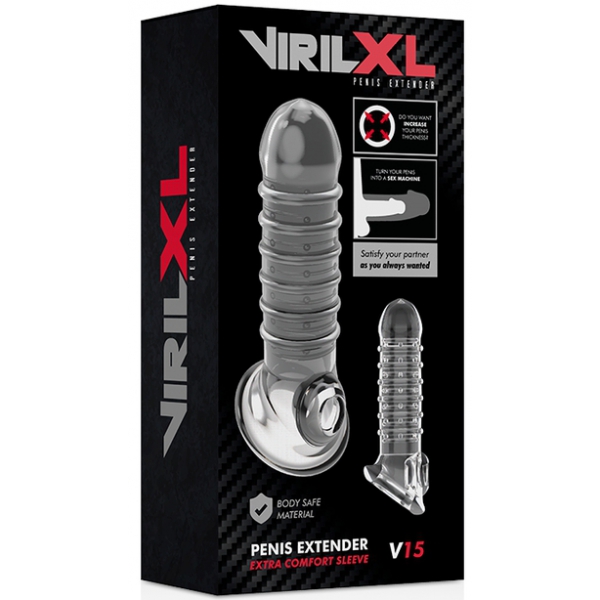 Viril XL V15 Penis Sleeve 15.5 x 4cm Clear
