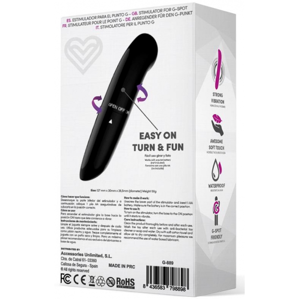 Denzel Clitoral Stimulator 13 x 2.8cm Black