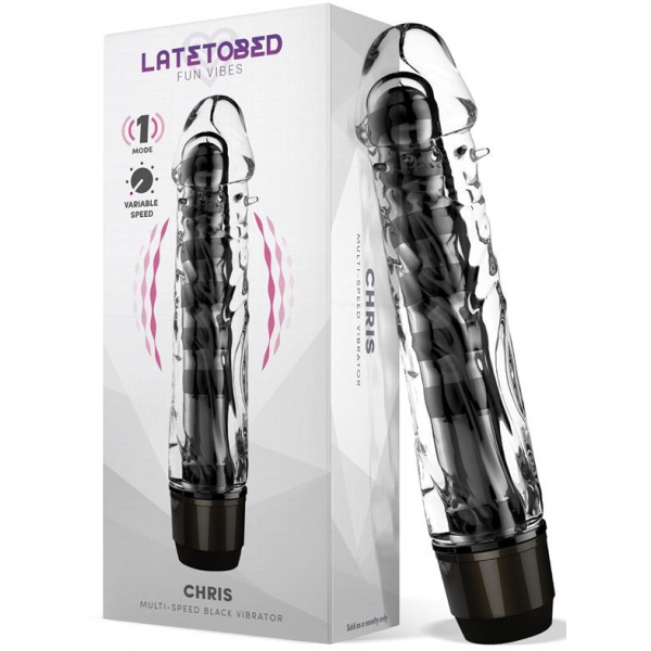 Consolador vibrador Chris 14 x 3,3cm Transparente