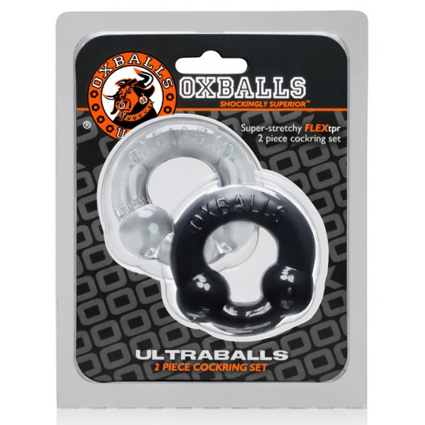 Bolas de Boi ULTRABALLS 2 Pack Cockring Black-Clear