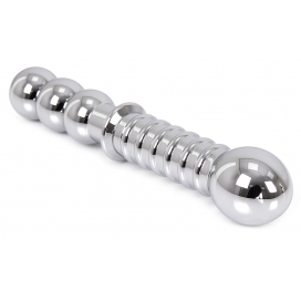 Double dildo in Ribbed metal 19 x 3.5 cm